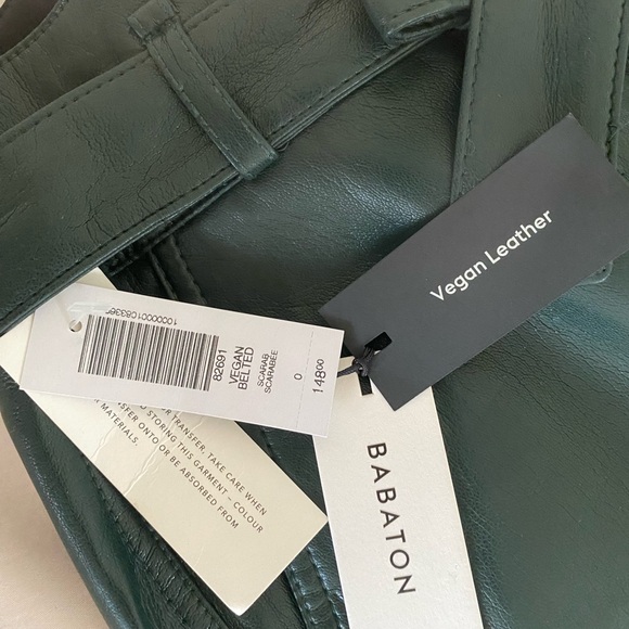 Aritzia Vegan Leather Pants in Dark Green - Picture 3 of 7